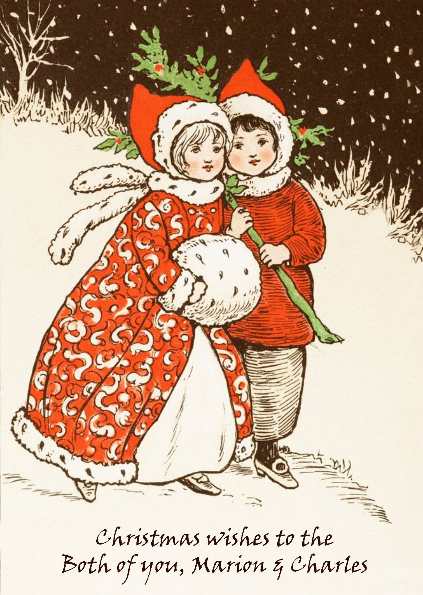 Vintage Snowy Stroll Personalised Christmas Card Ecard