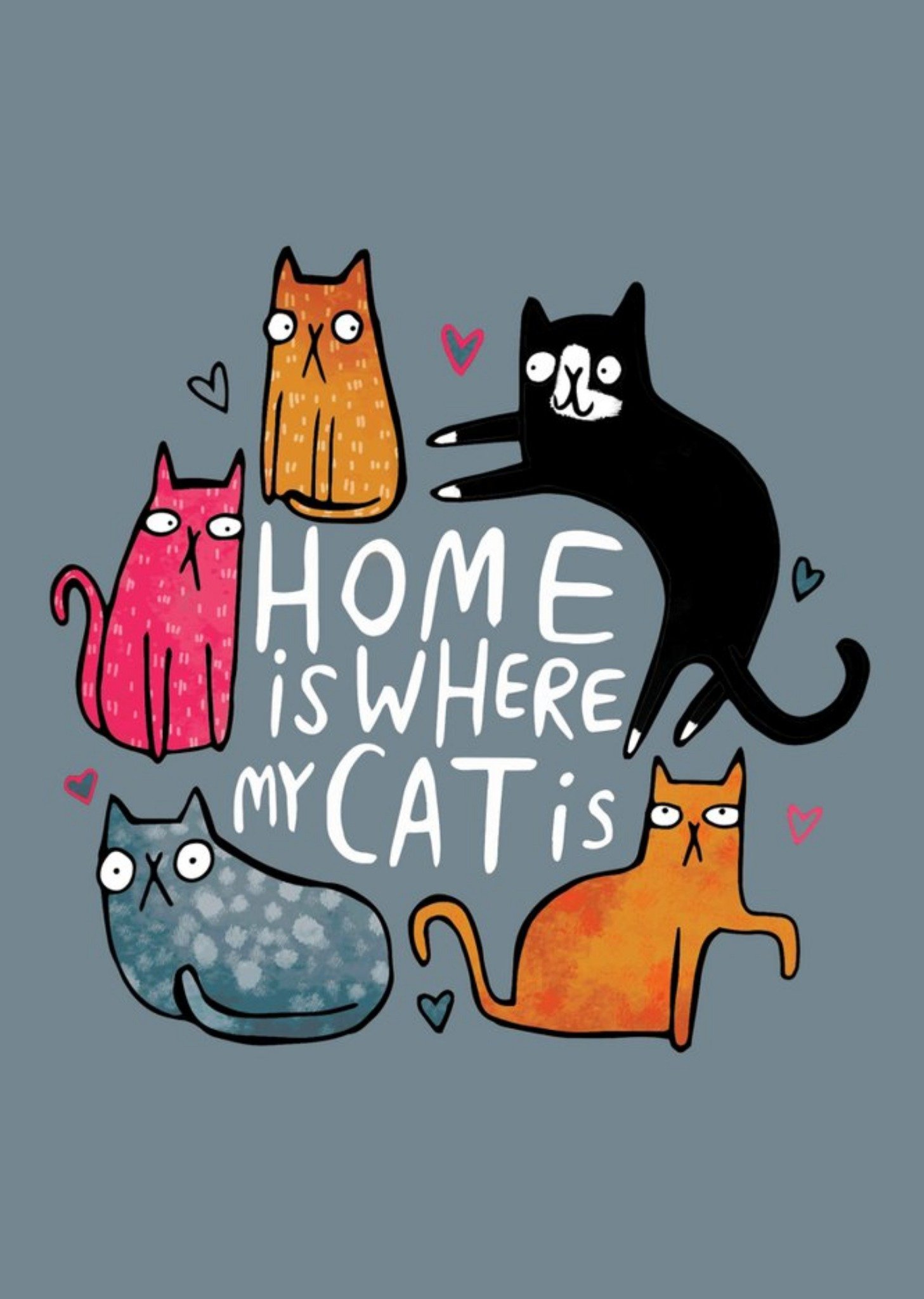 Moonpig Illustrated Home Is Where My Cat Is Card Ecard