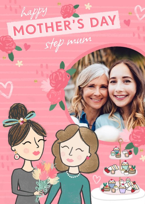 Raspberry Fizz Step Mum Photo upload Mother's Day Card