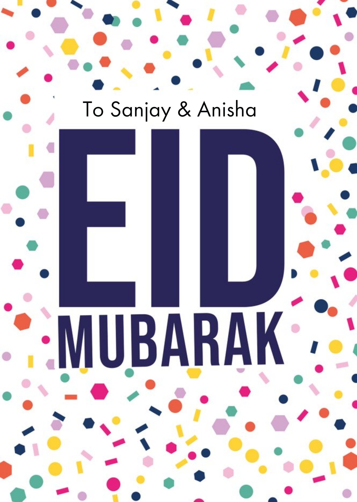 Moonpig Bright Graphic Shapes Pattern - Eid Mubarak Card, Large