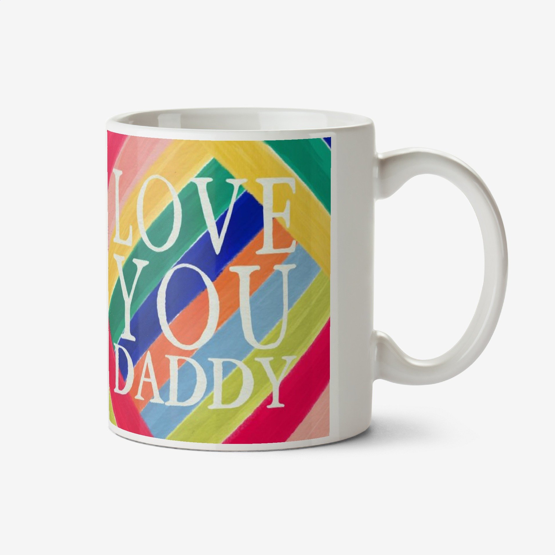 Moonpig Handpainted Bright Multicoloured Striped Love You Daddy Mug Ceramic Mug