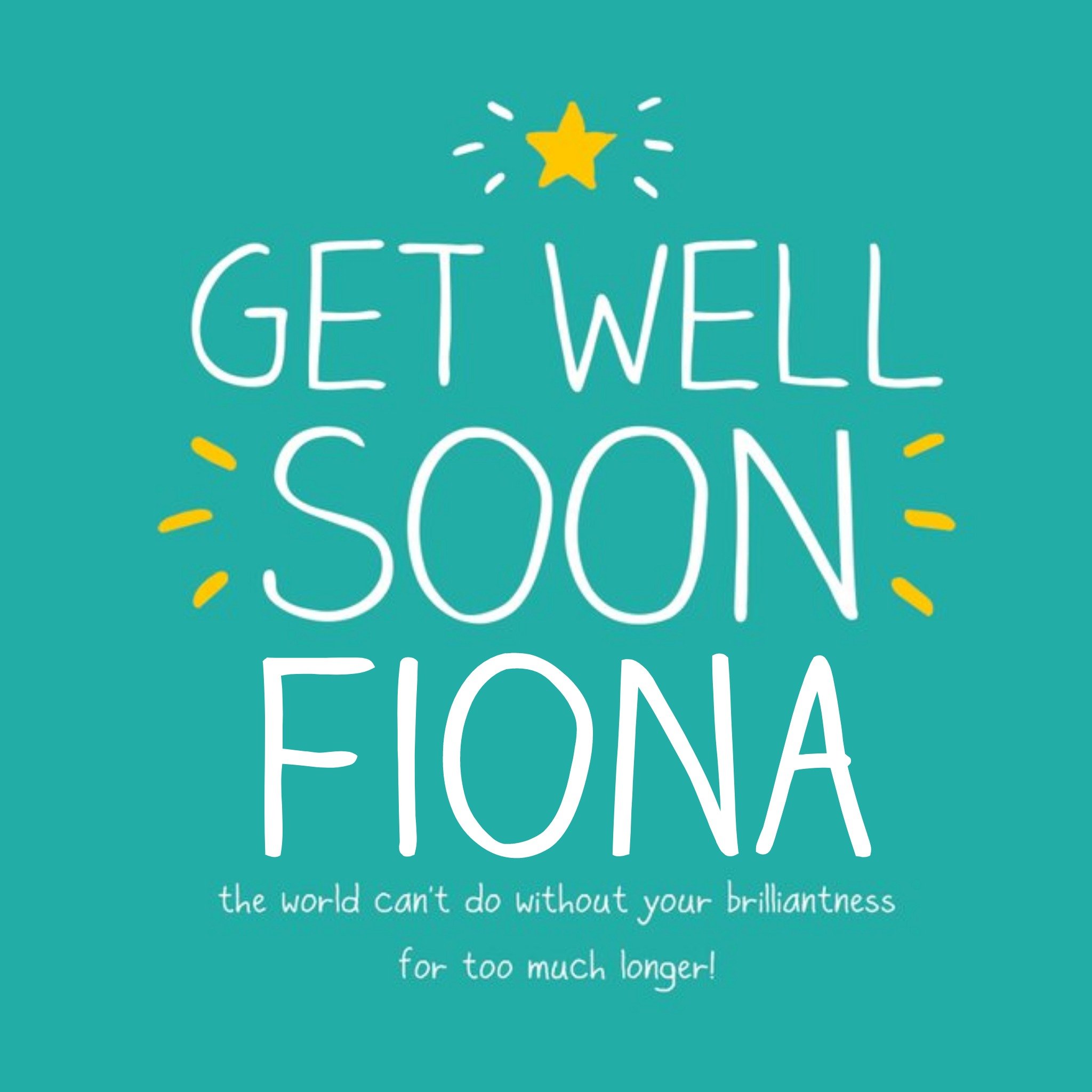 Happy Jackson Teal Personalised Get Well Soon Card, Square