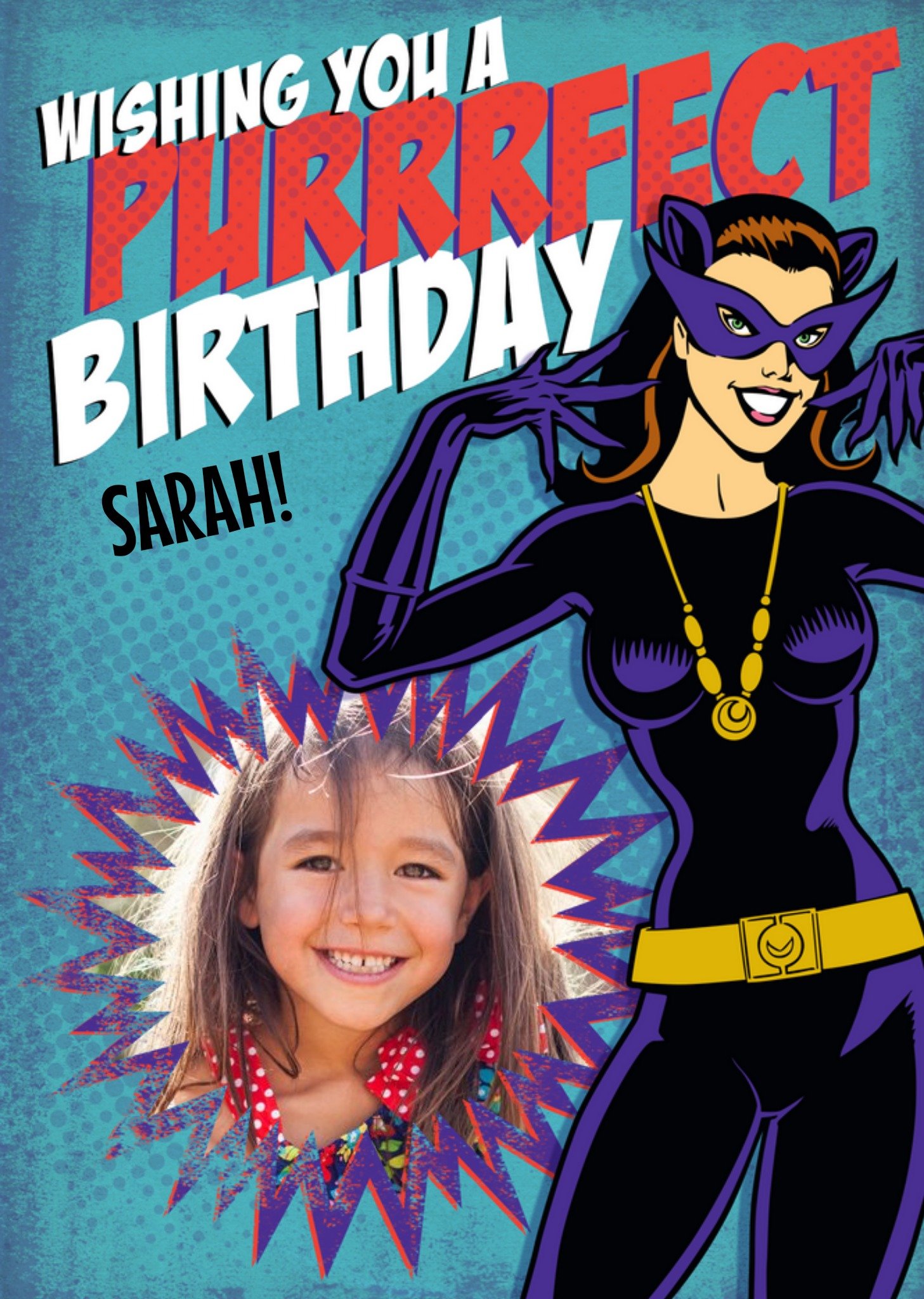 Batman Catwoman Purrrfect Personalised Photo Upload Birthday Card