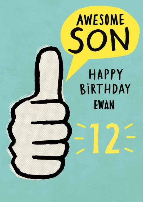 Awesome Son Personalse Name and Age Birthday Card