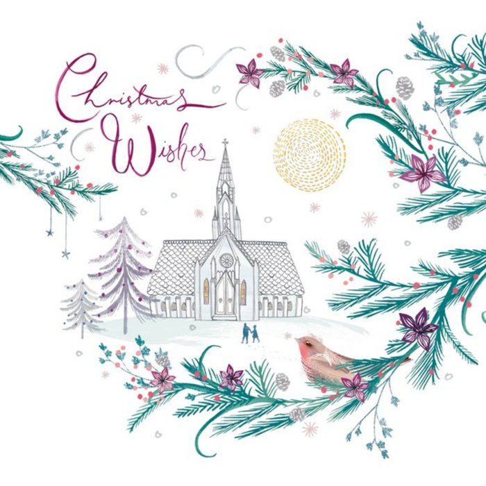 Country Church Scene Personalised Christmas Card