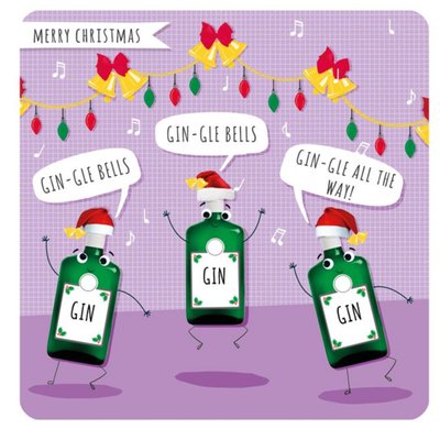 Funny Gin Christmas card - gin-gle bells