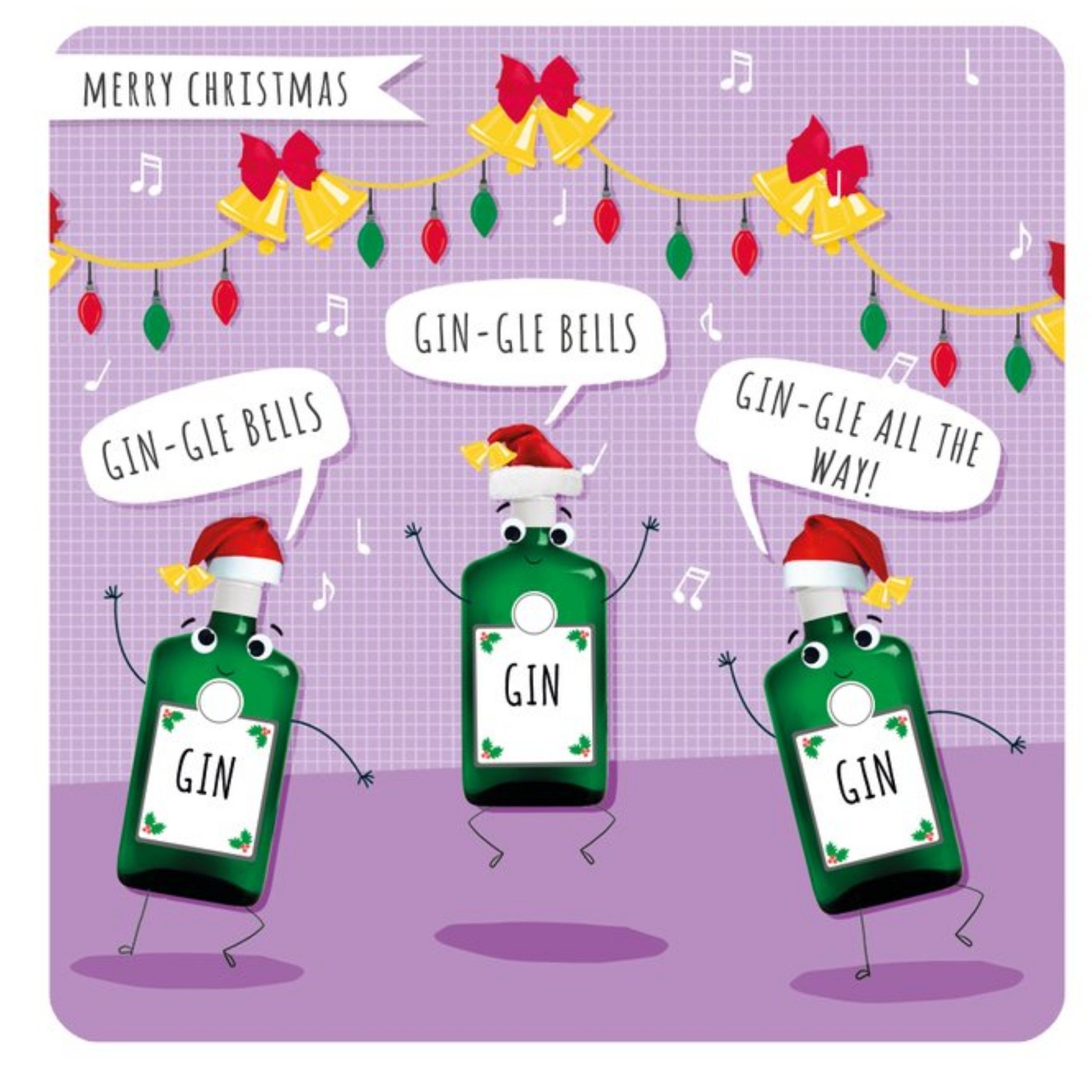 Moonpig Funny Gin Christmas Card - Gin-Gle Bells, Square