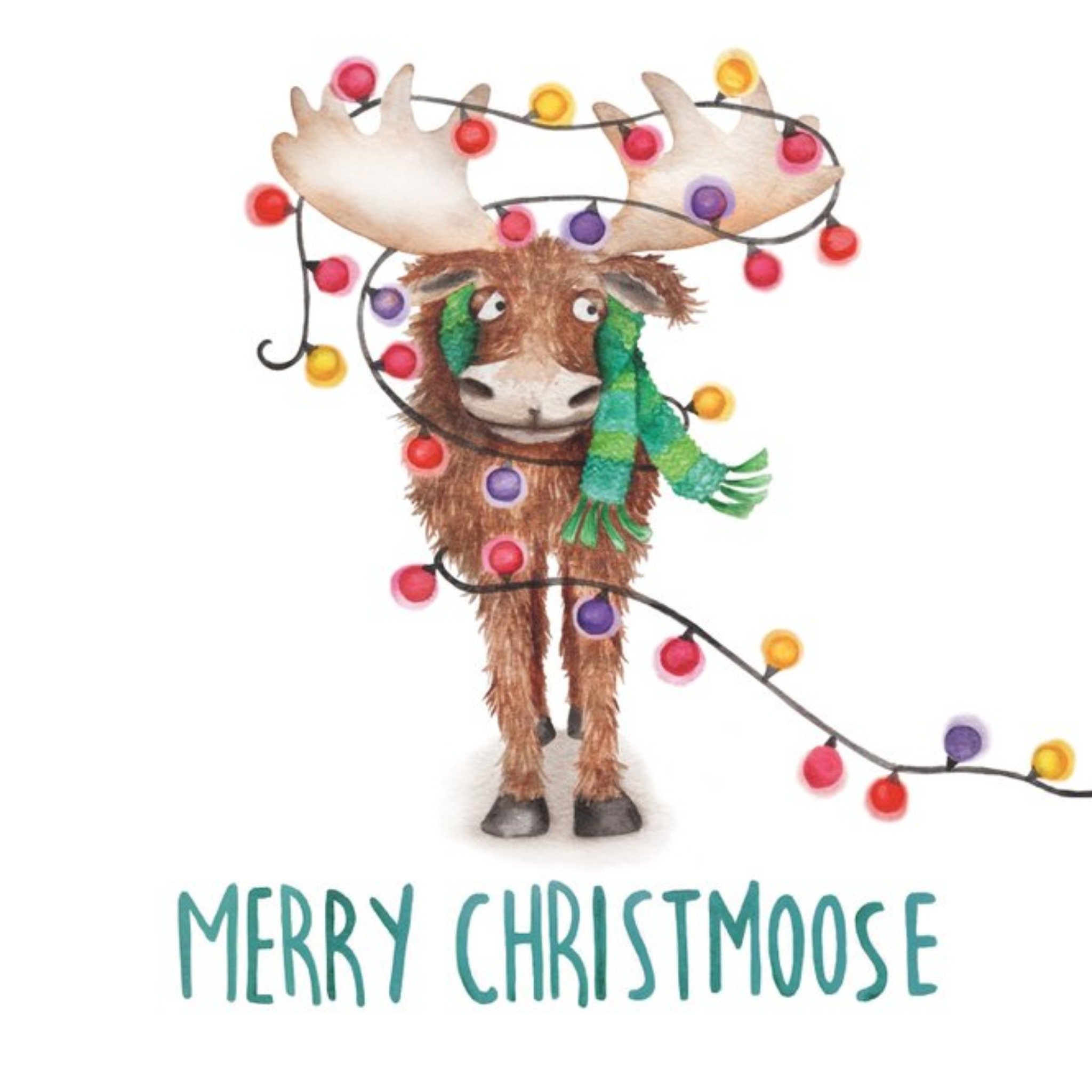 Moose Merry Christmoose Christmas Pun Card, Square