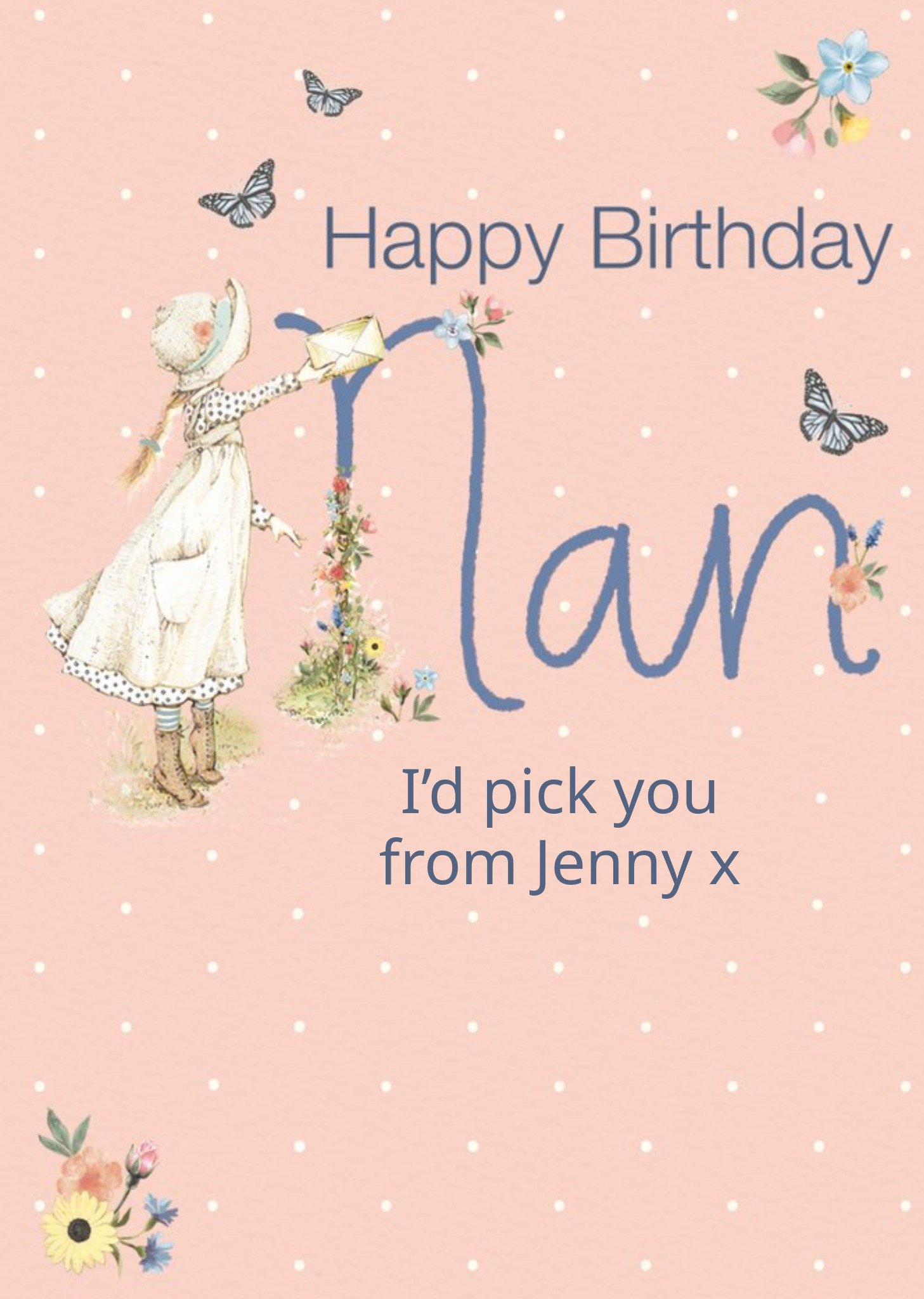 Clintons Nan Illustrated Floral Birthday Card Ecard