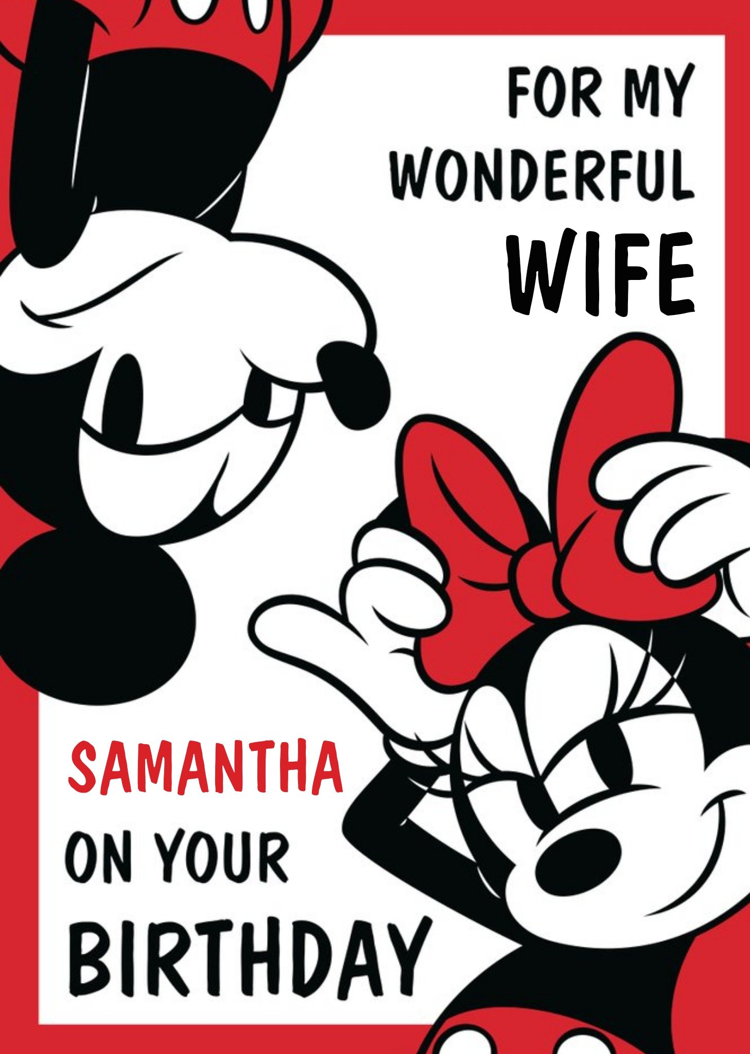 Disney Mickey And Minnie Mouse Wonderful Wife Birthday Card, Large