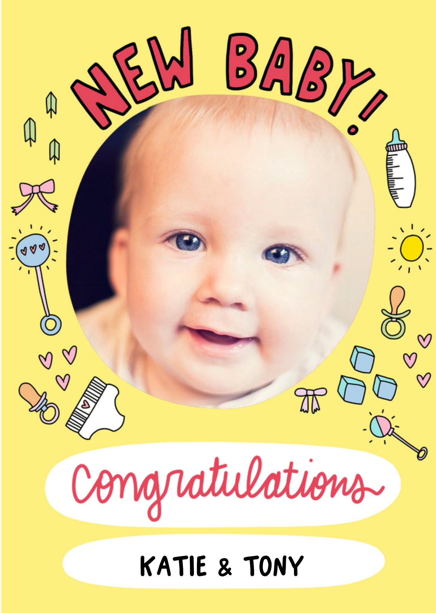 Angela Chick Photo Upload Yellow New Baby Card Ecard