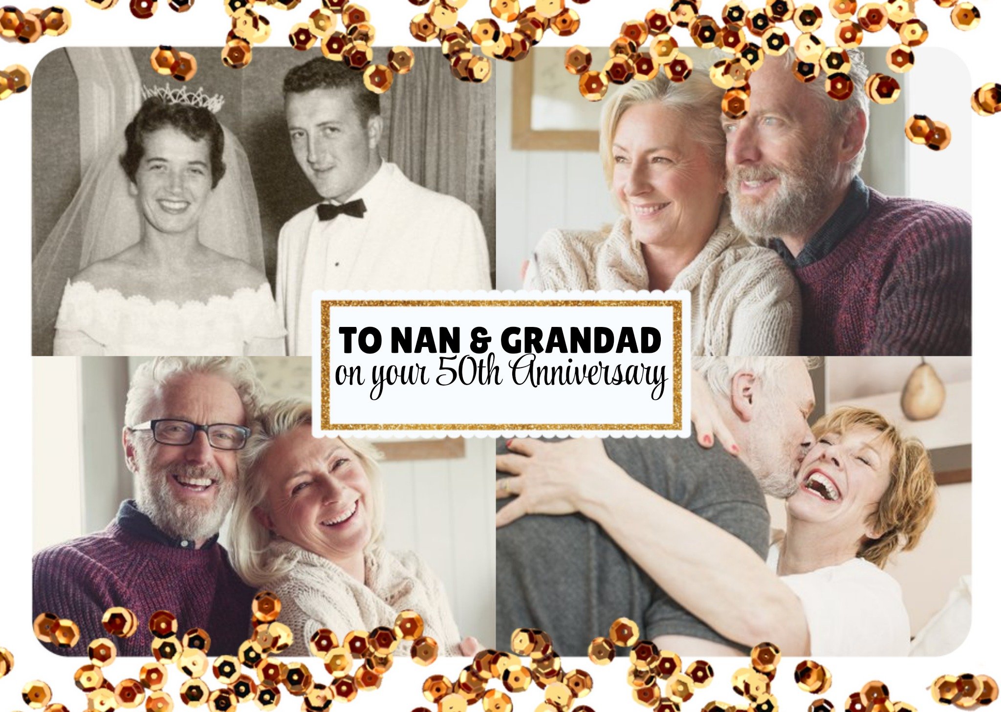 Moonpig 50th Anniversary Photo Upload Card For Nan And Grandad Ecard