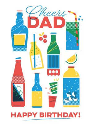 Drink Illustrations Cheers Dad Birthday Card