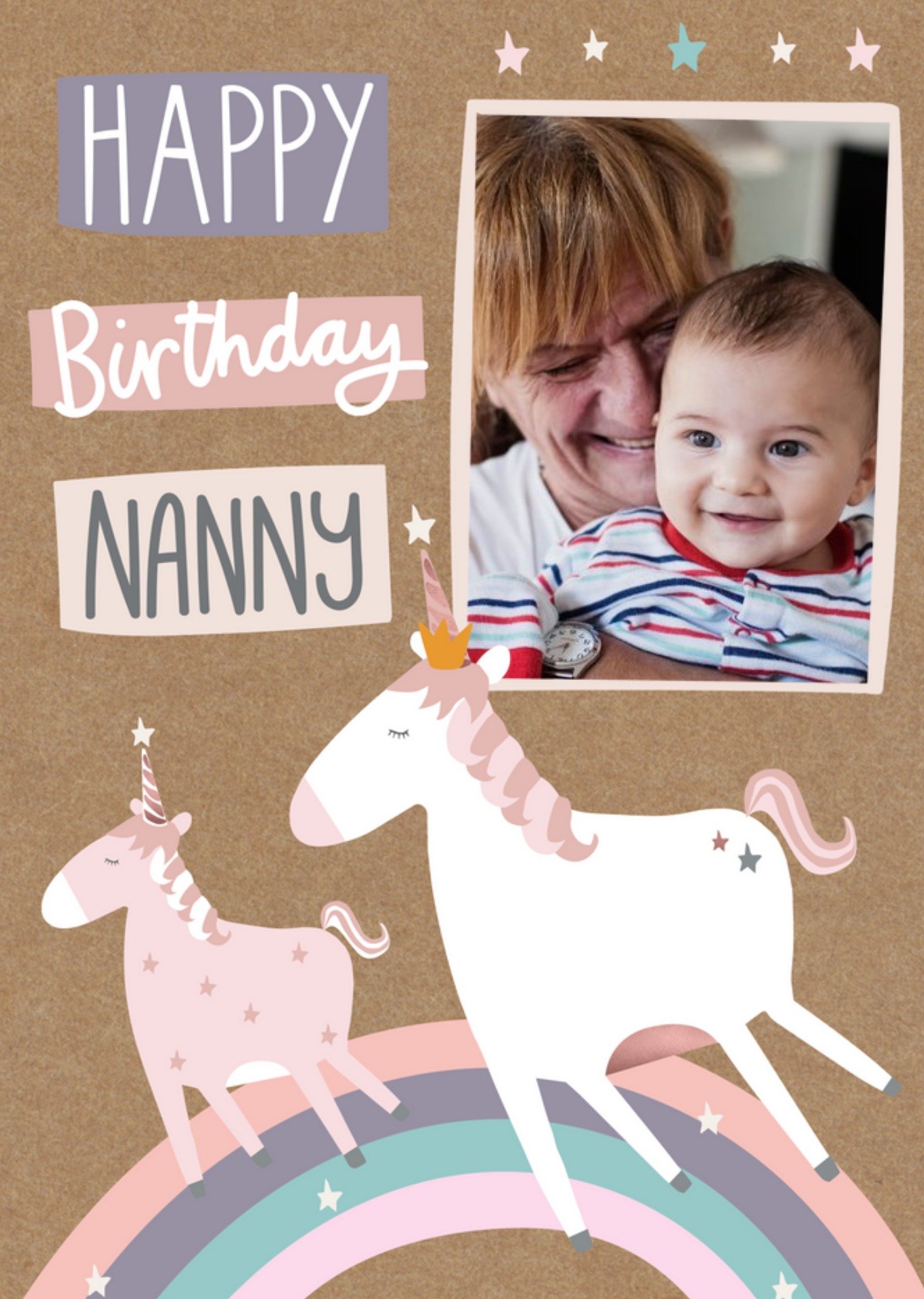 Happy Birthday Nanny - Photo Upload Unicorn Card Ecard