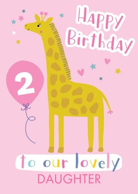 Cute Giraffe Illustration Personalised Daughter Birthday Card