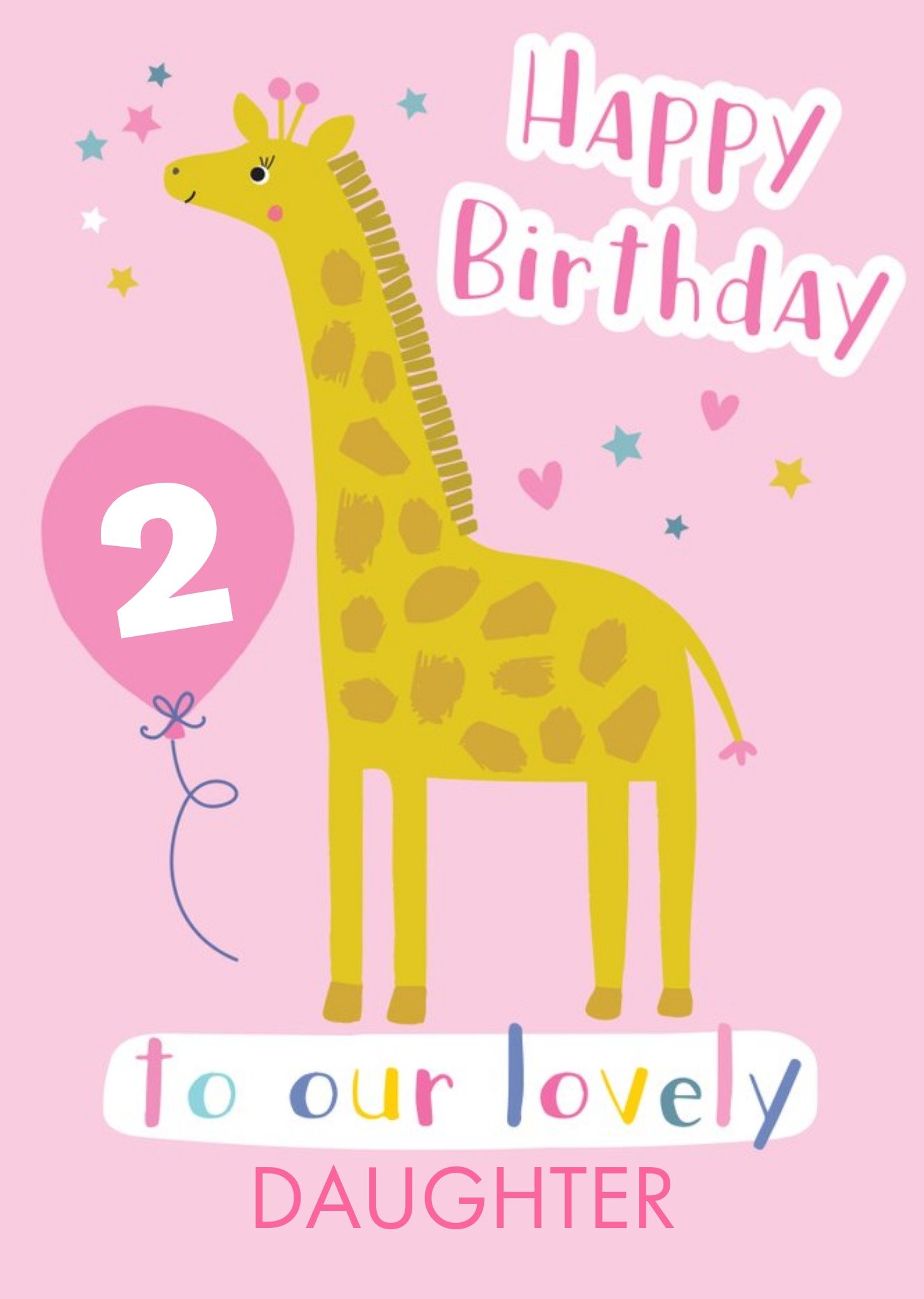 Cute Giraffe Illustration Personalised Daughter Birthday Card Ecard