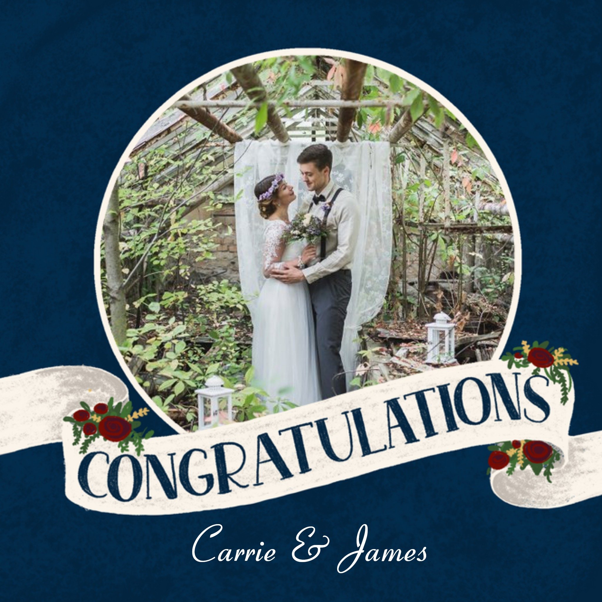 Moonpig Wedding Card - Wedding Congratulations - Photo Upload, Large