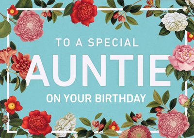 Special Auntie Pink Flower Birthday Card