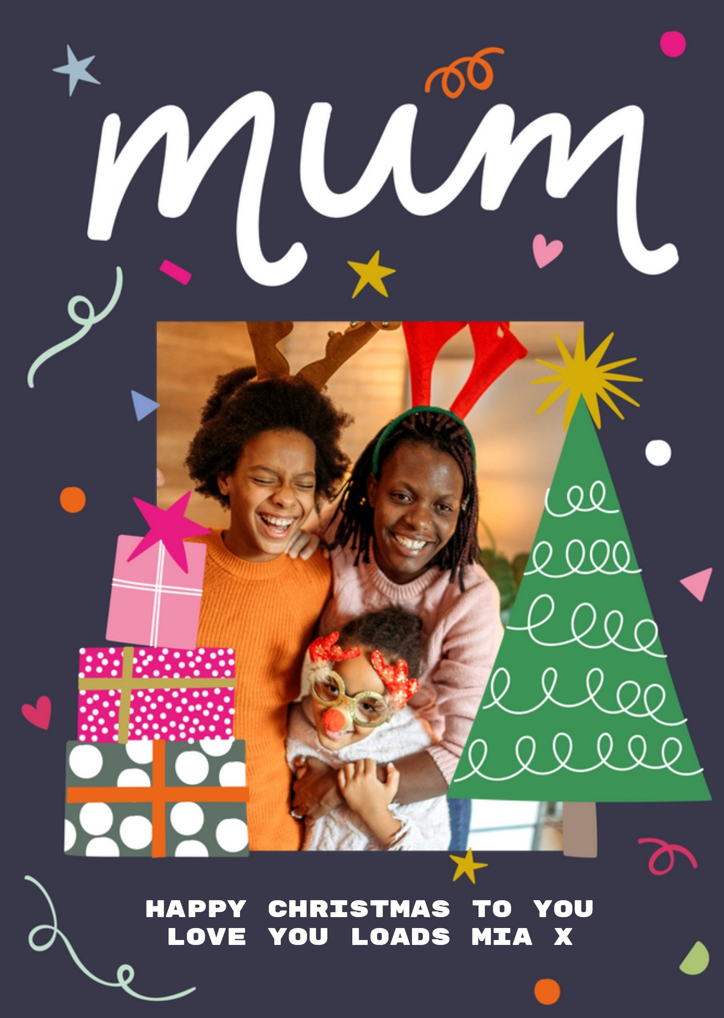 Moonpig Mum's Photo Upload Christmas Card, Large