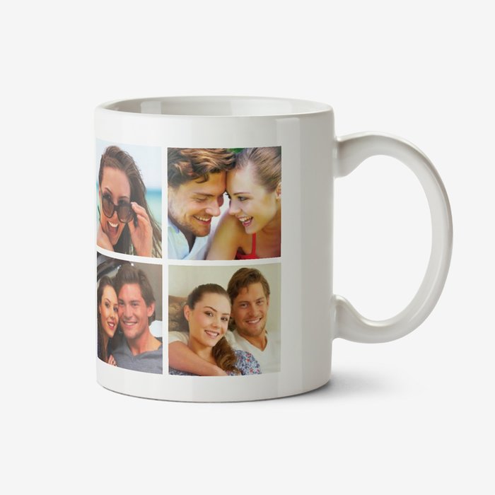 Photo upload personalised mug with 6 photos and text box