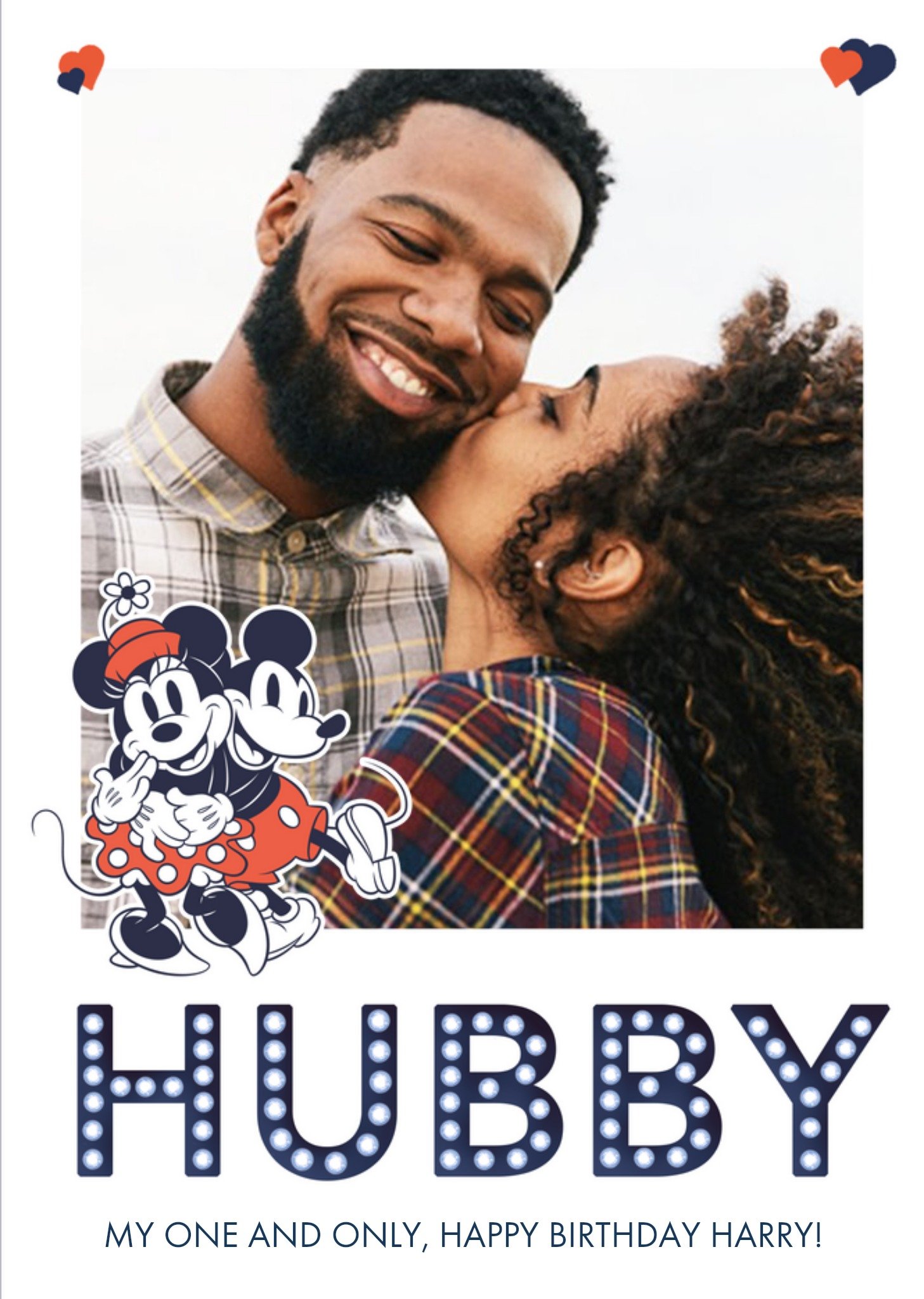 Mickey Mouse Mickey & Minnie Mouse Husband Photo Upload Birthday Card Ecard