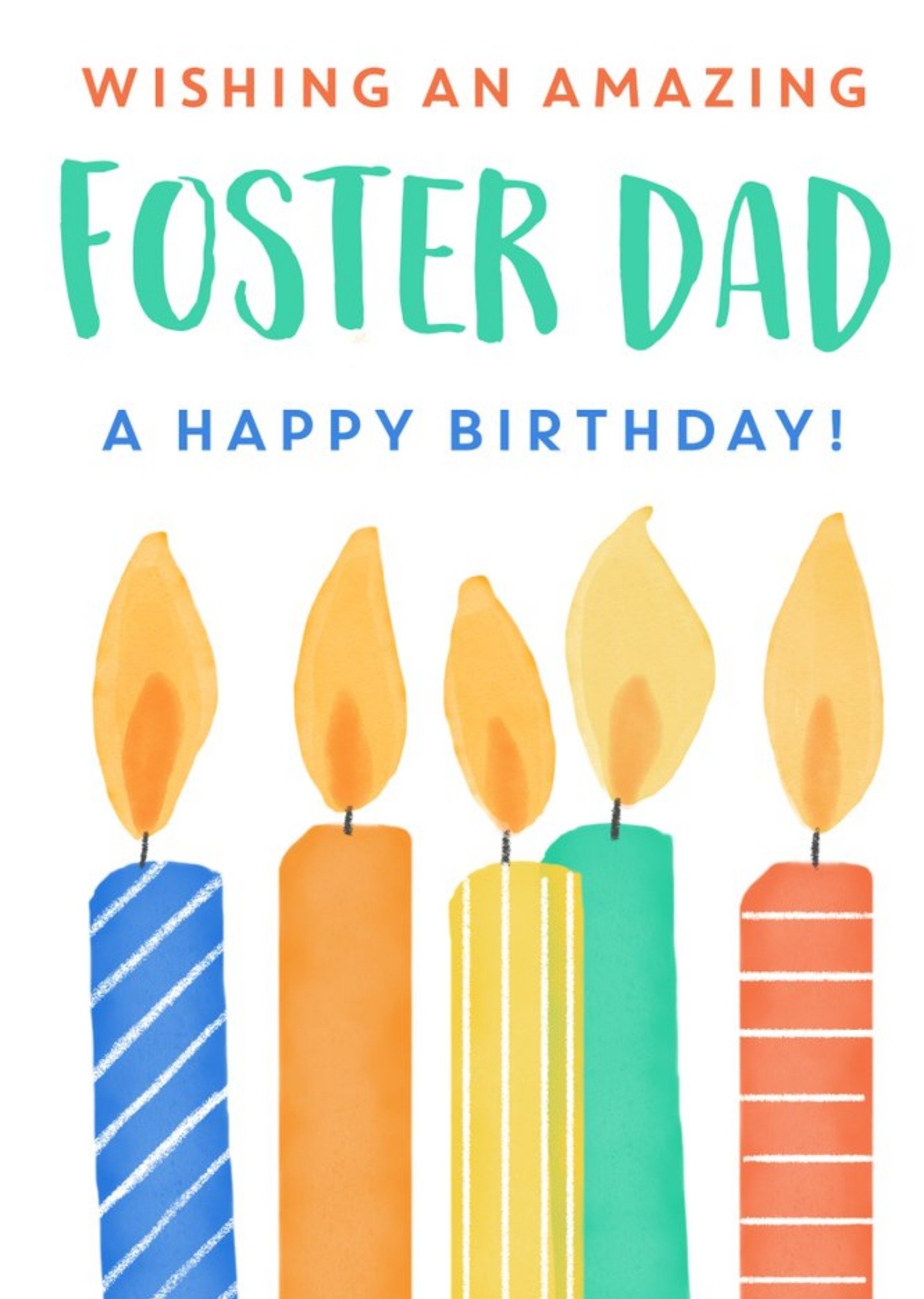Moonpig Cake Candles Foster Dad Happy Birthday Card, Large