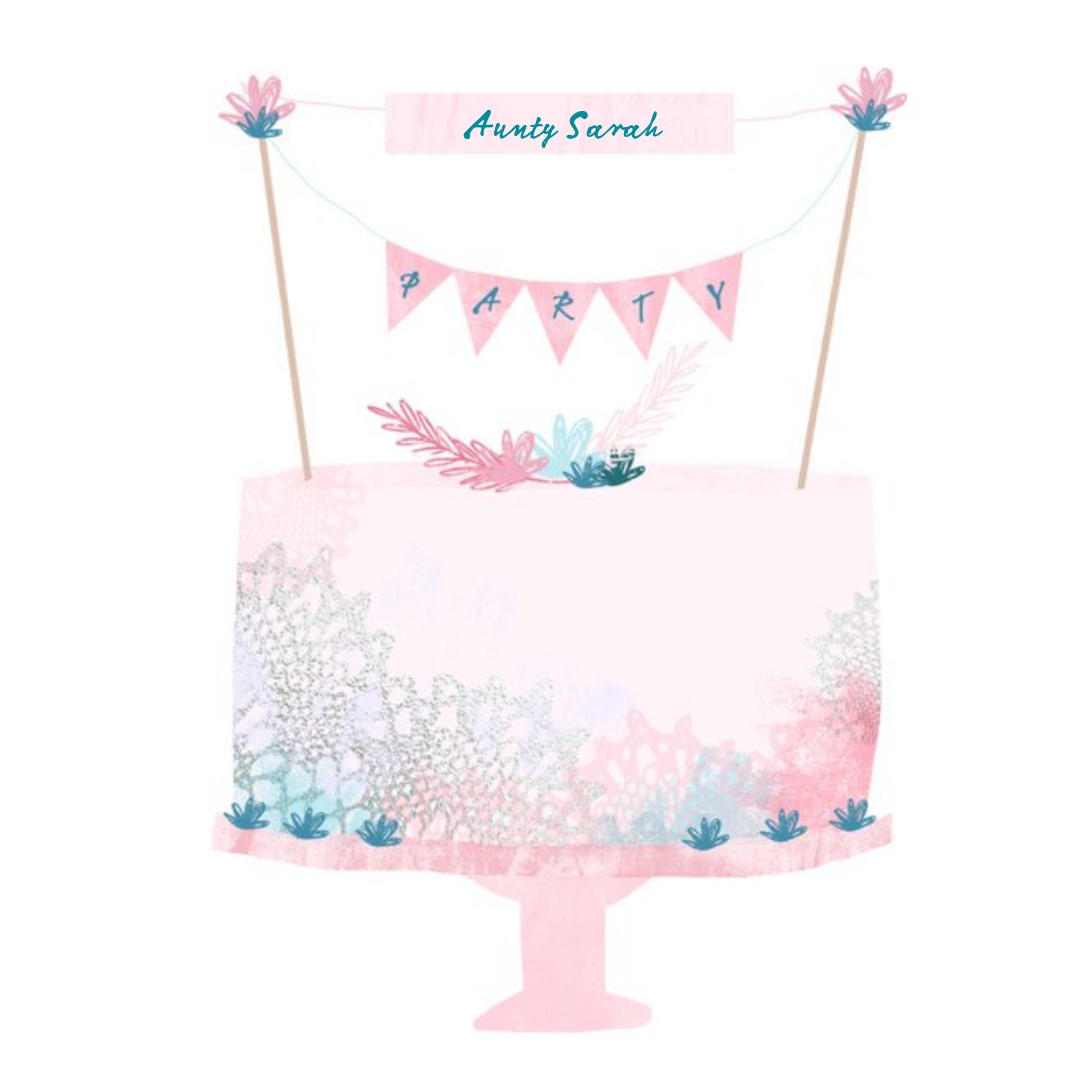 Moonpig Female Birthday Card - Cake - Aunty - Auntie, Square