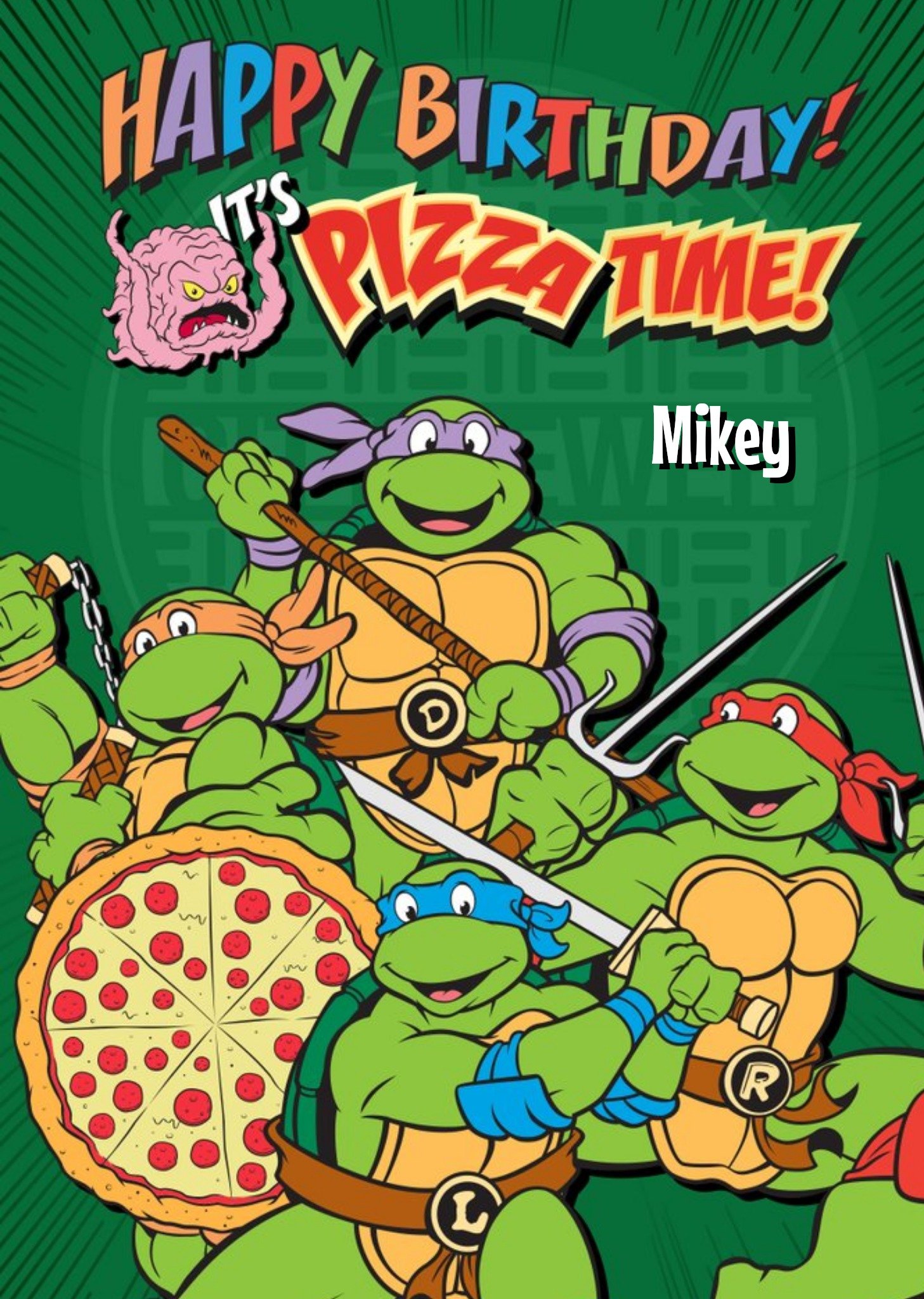 Moonpig Teenage Mutant Ninja Turtles And Krang Pizza Time Birthday Card, Large
