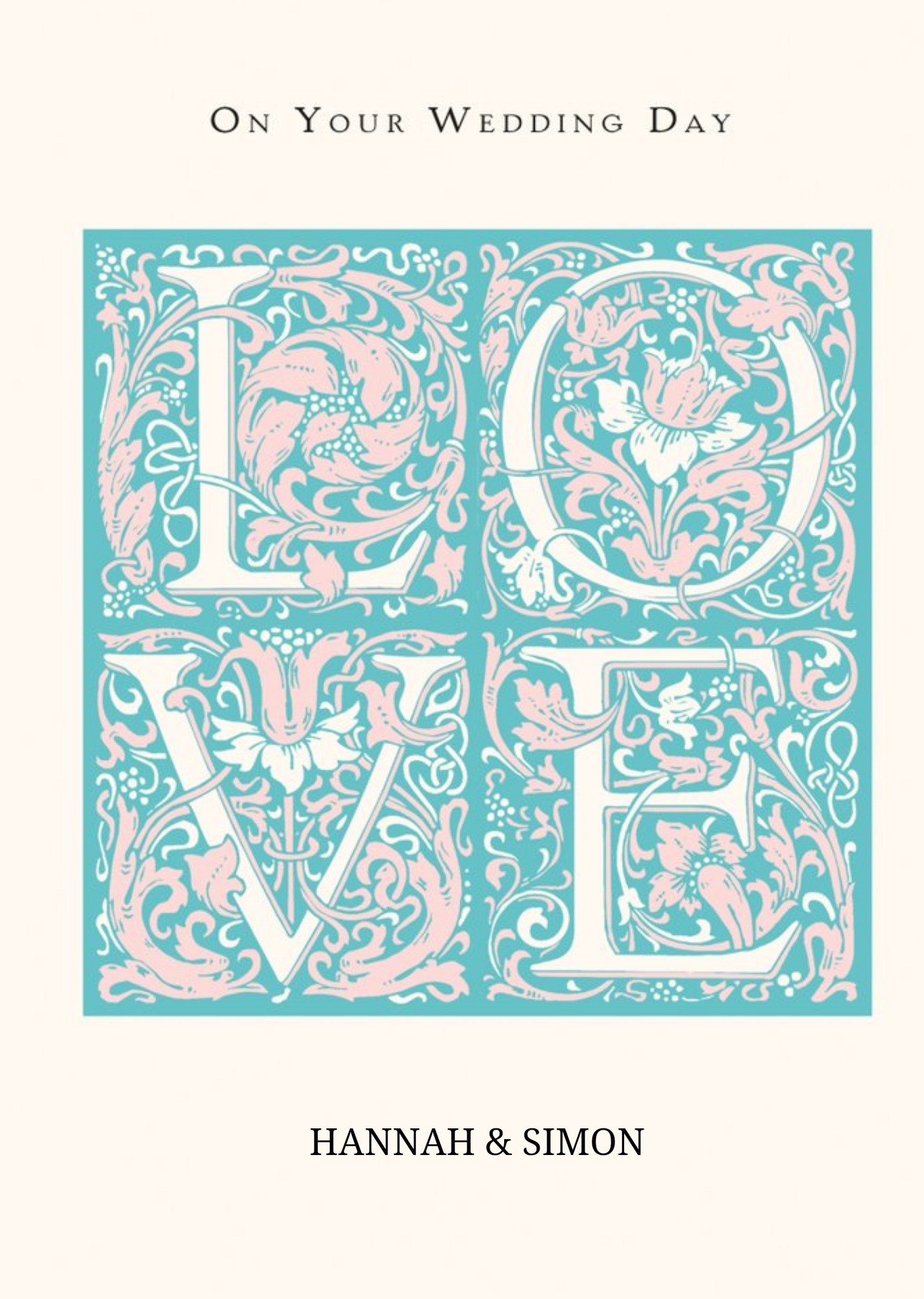 Pretty Floral Love Illustration Wedding Card Ecard