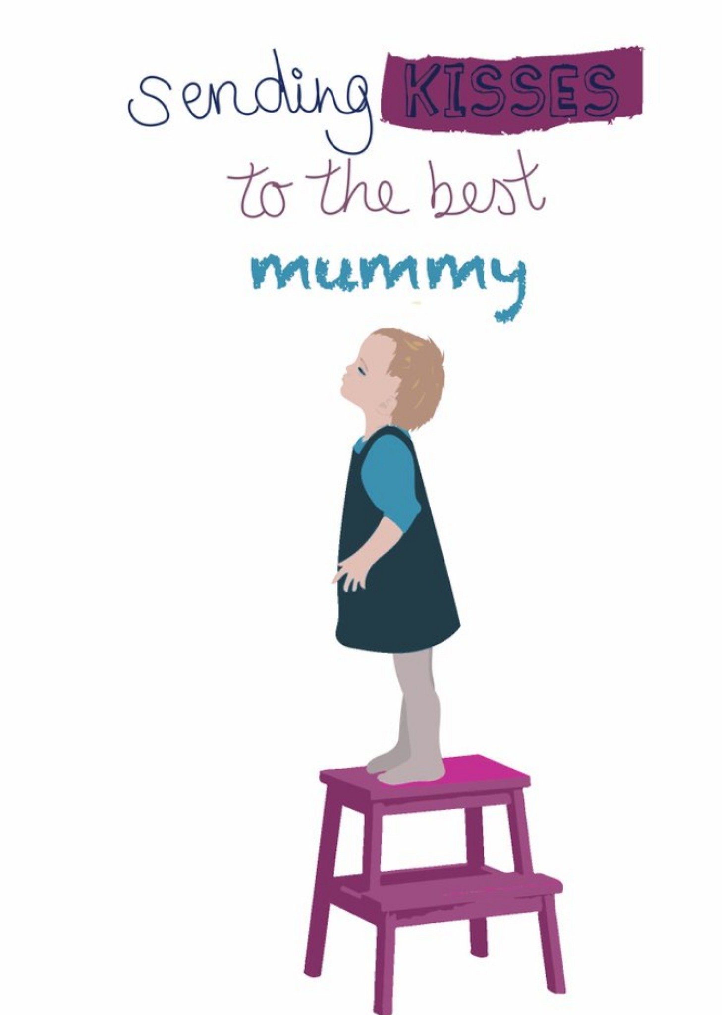 Illustrated Sending Kisses To The Best Mummy Card Ecard