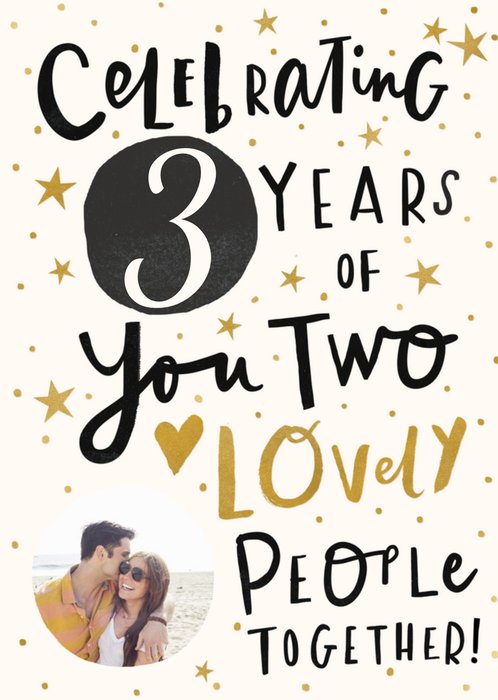Photo upload illustrated Hearts and Stars Anniversary Card