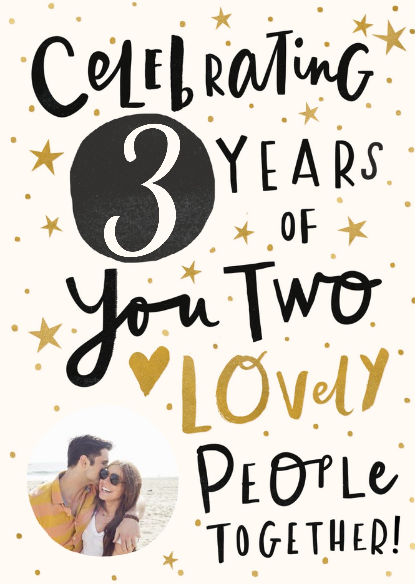 Photo Upload Illustrated Hearts And Stars Anniversary Card Ecard