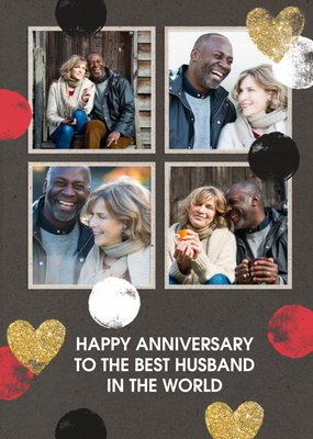 Printed Craft Paper Photo Upload Anniversary Card For The Best Husband In The World