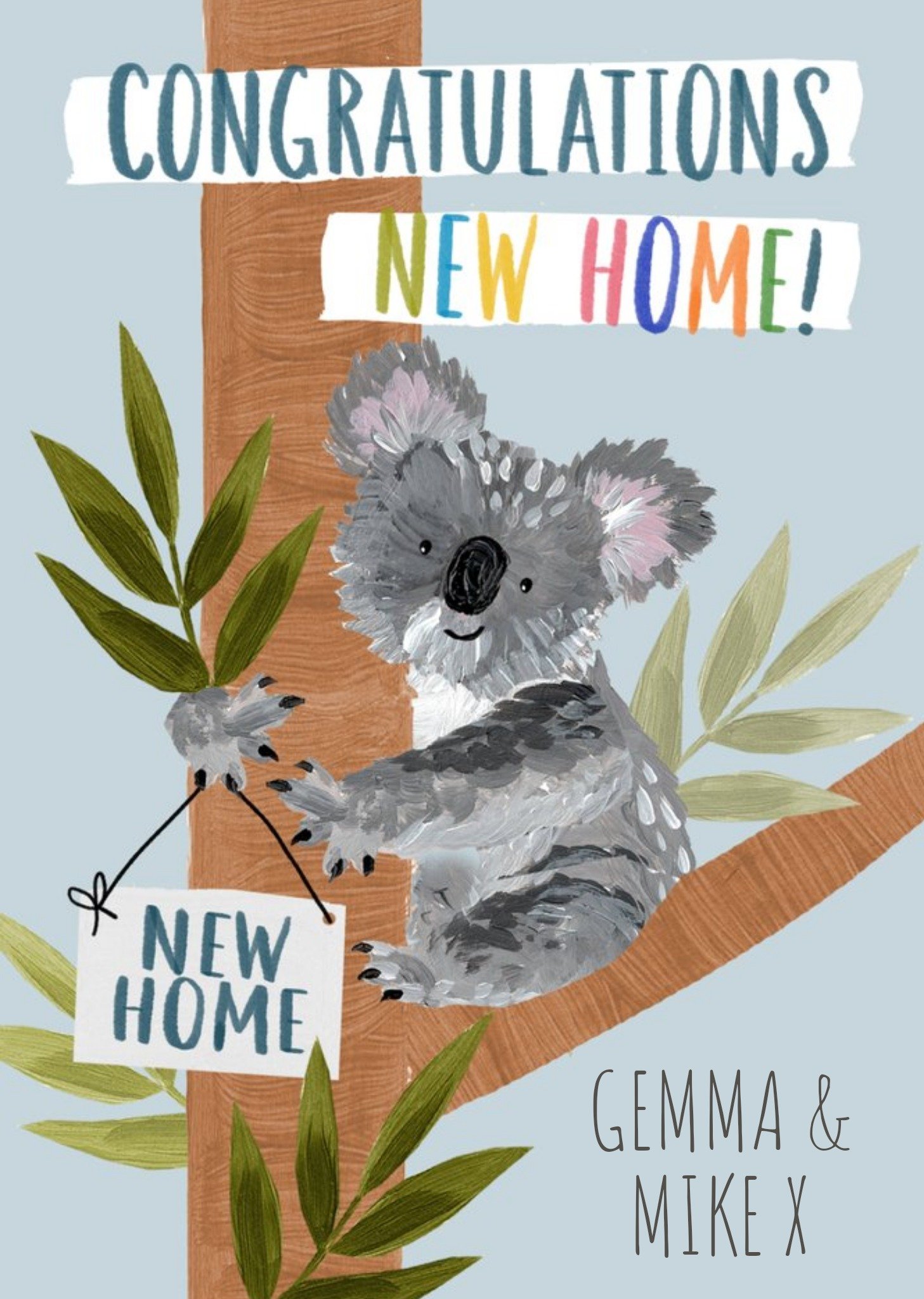 Okey Dokey Design Artistic Illustration Koala Australia New Home Card, Standard