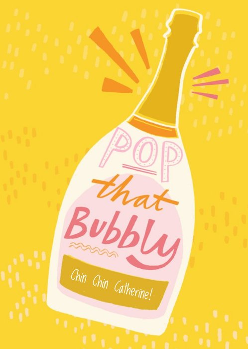 Retro Champagne Bottle Pop That Bubbly Birthday Card