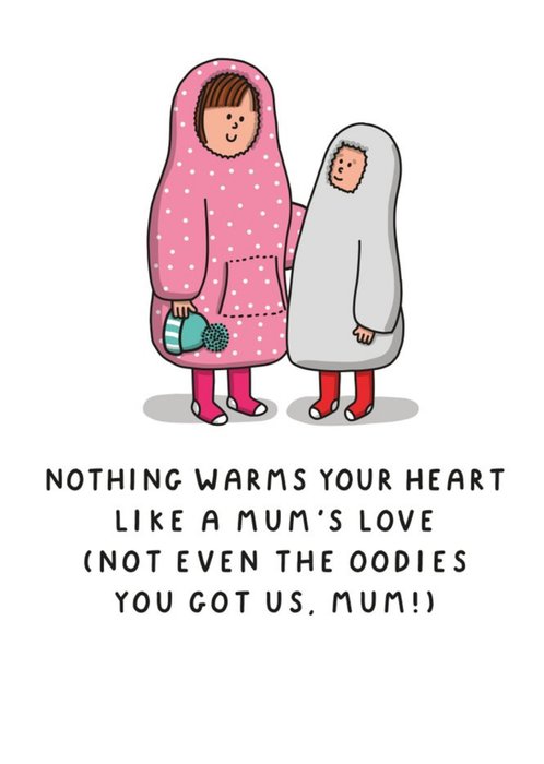 Illustration Of Mother And Child Wearing Oodies Humorous Mother's Day Card