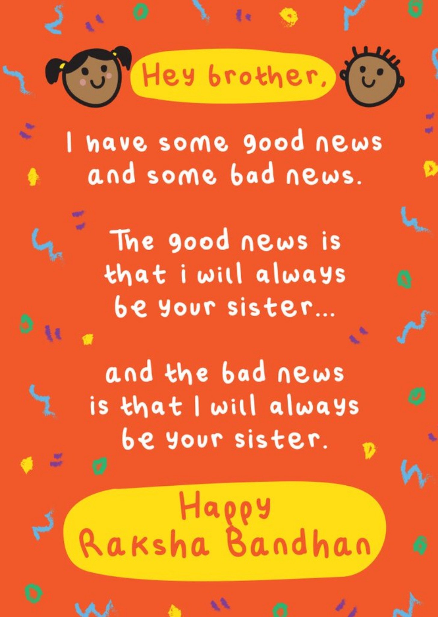 Moonpig Good News Bad News Raksha Bandhan Card Ecard