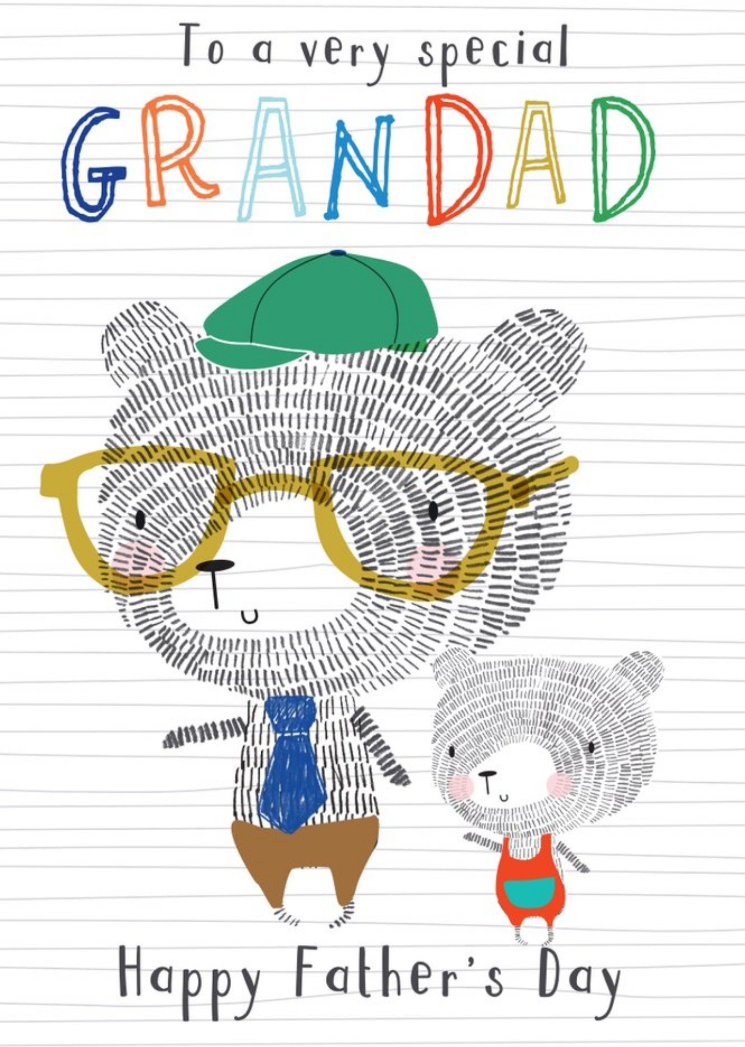 Moonpig Colourful Bear Illustration Special Grandad Father's Day Card Ecard