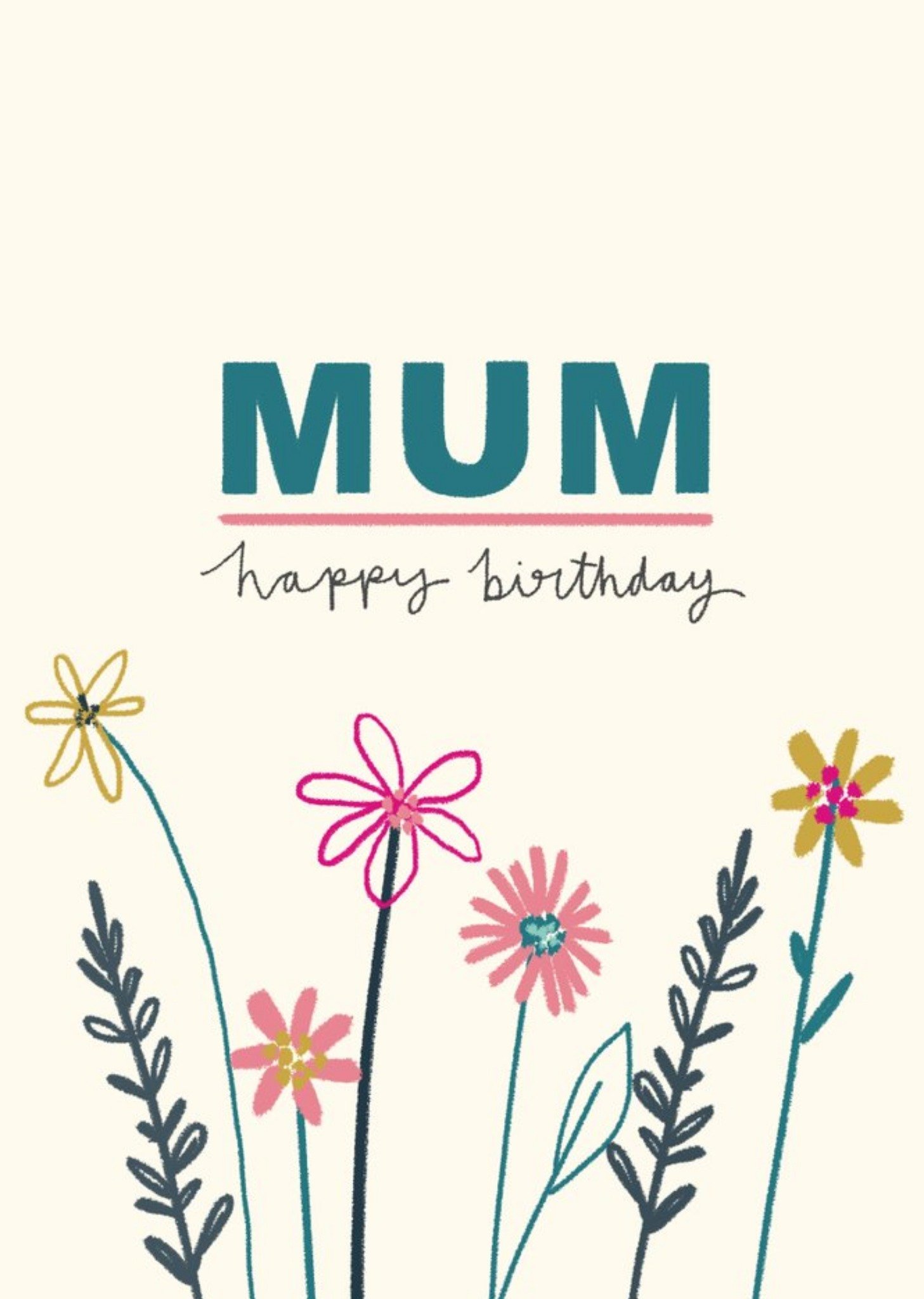 Moonpig Birthday Card - Mum - Floral, Large