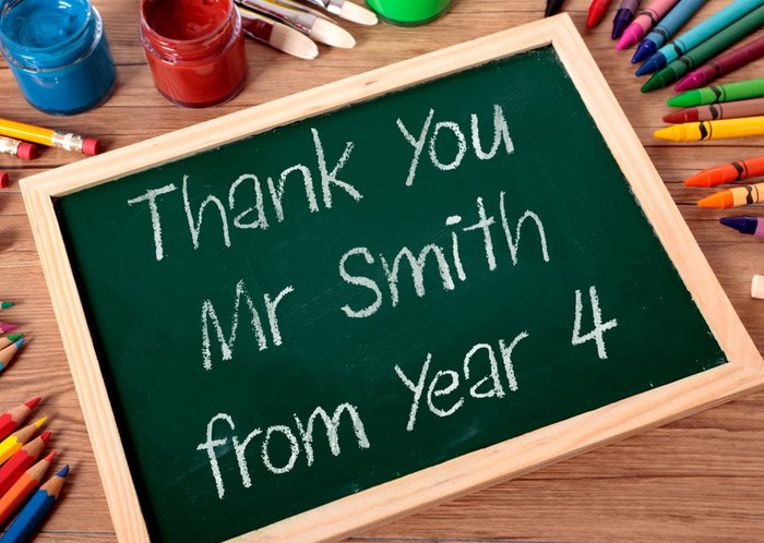 Chalk Board With Personalised Message Teacher's Thank You Card