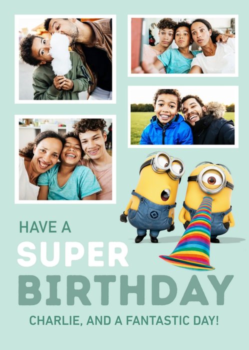 Despicable Me Minions Super Photo Upload Birthday Card