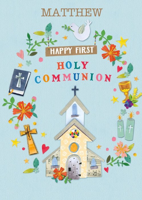 GUK Fun Illustrated Collage First Holy Communion Card