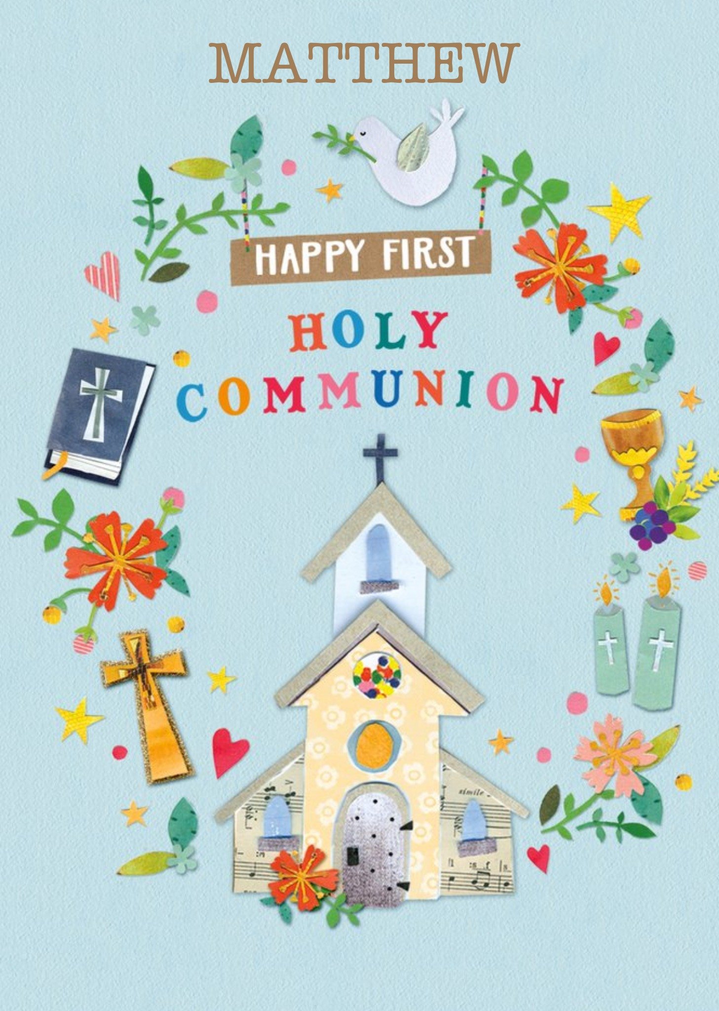 Guk Fun Illustrated Collage First Holy Communion Card Ecard