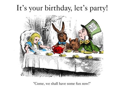 V&A Alice In Wonderland Illustration It's Your Birthday Let's Party Card