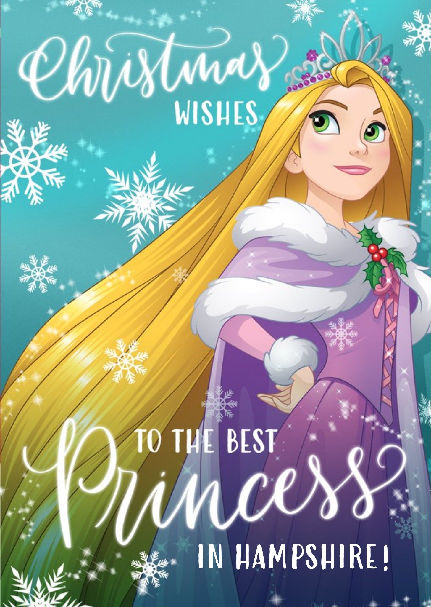 Disney Princesses Disney Rapunzel Christmas Princess Personalised Card, Large