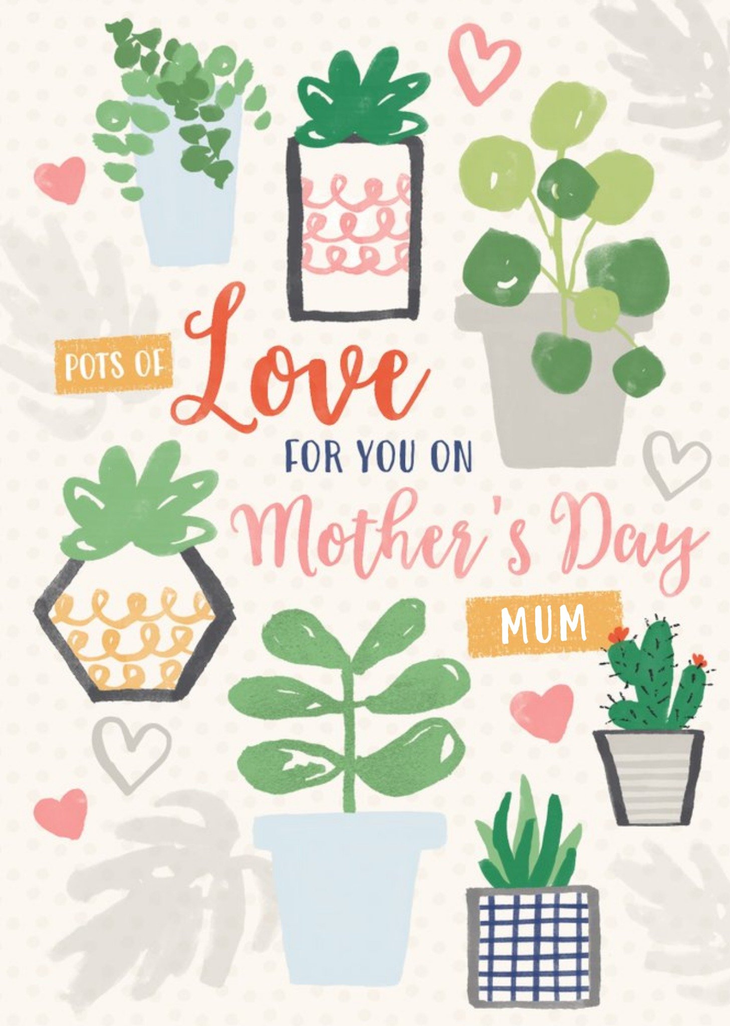 Illustrated Succulents Personalised Mother's Day Card Ecard