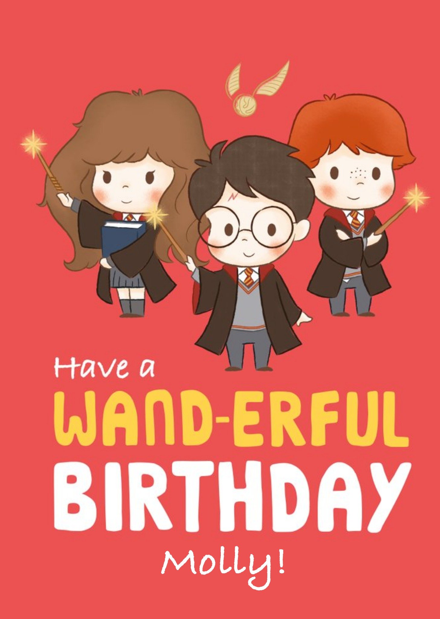 Illustrated Harry Potter Wand-Erful Birthday Card Ecard