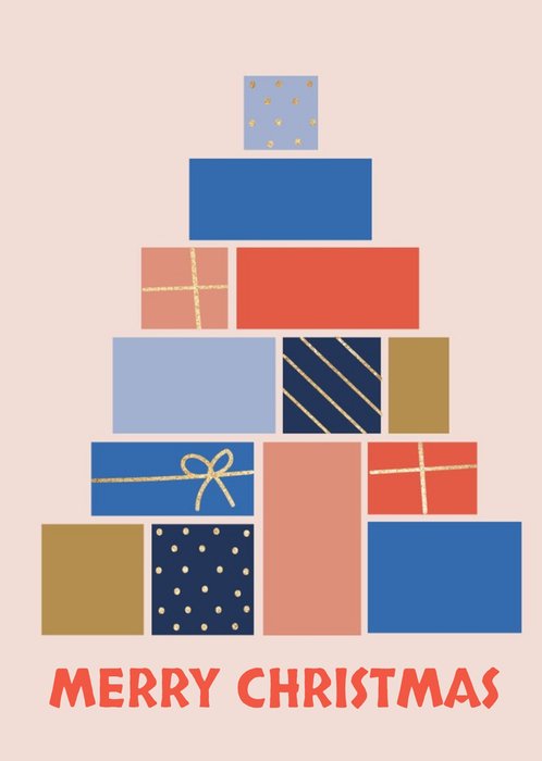 Shape Stack Geometric Present Christmas Tree Christmas Card