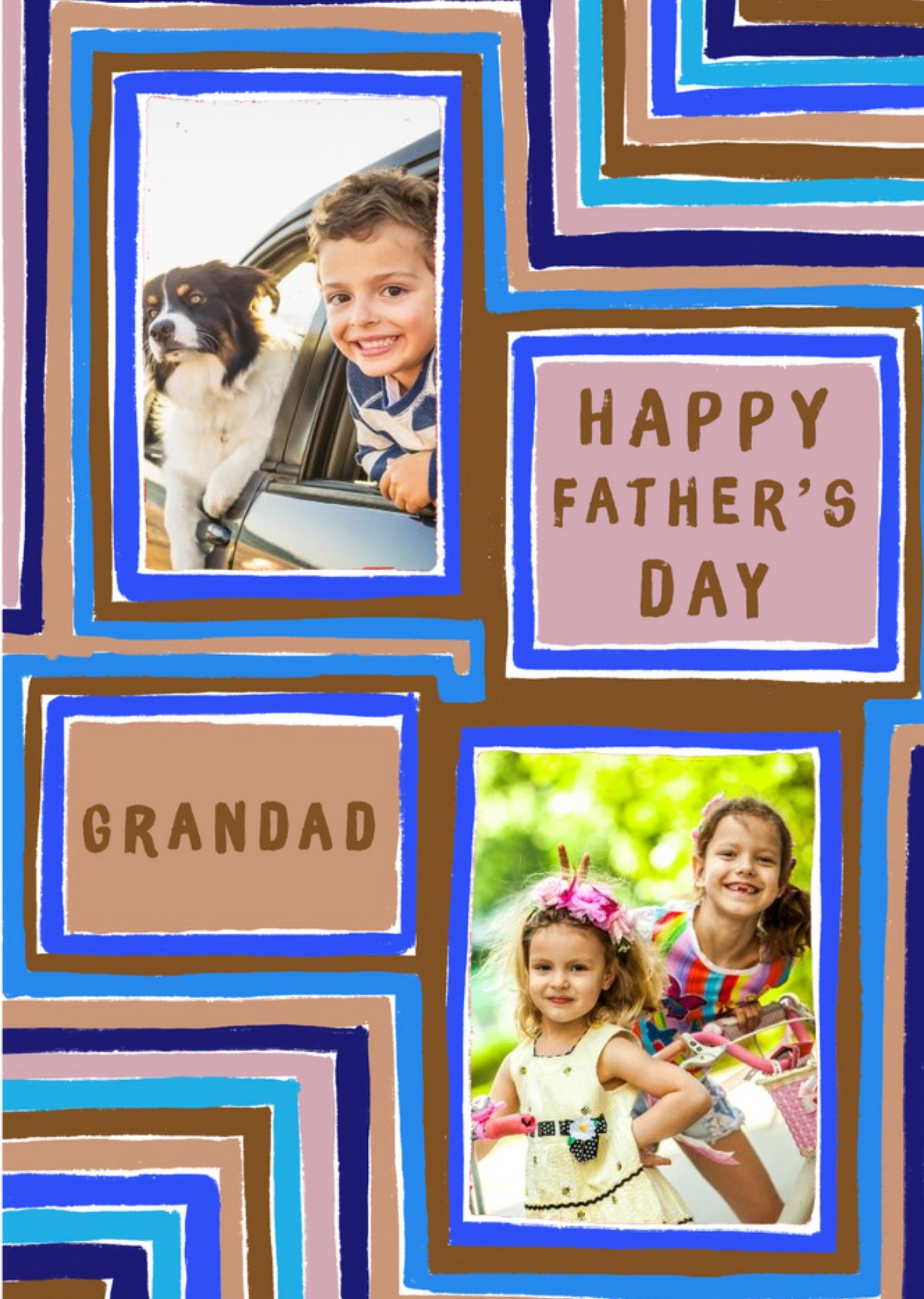 Moonpig Katy Welsh Photo Upload Pattern Happy Father's Day Card Ecard