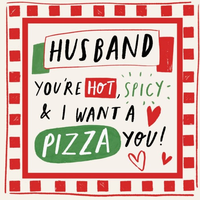 Punny Illustrated Pizza Husband Valentine's Day Card